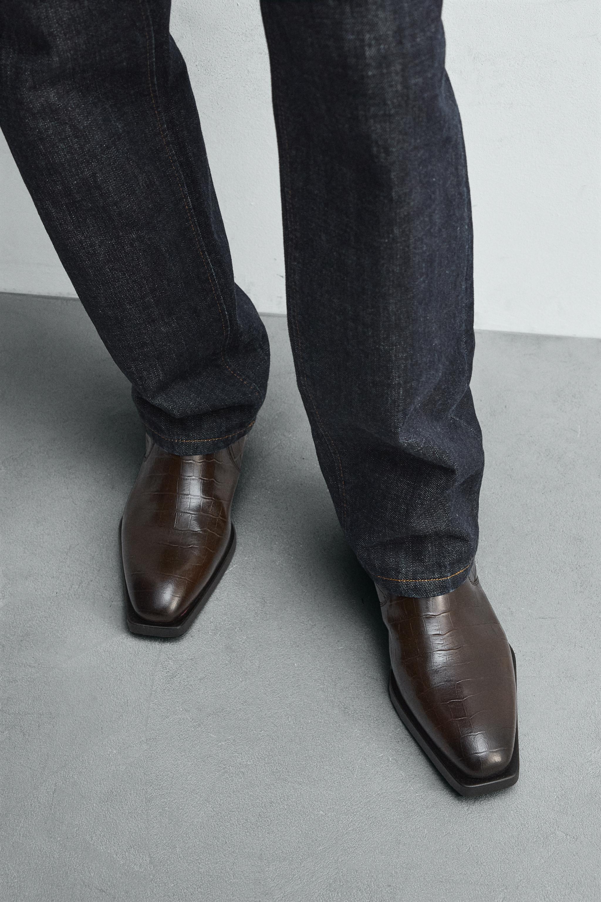 BOTTES EN CUIR GRAVÉ CROCODILE